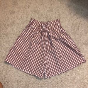 White & Red Plaid Shorts